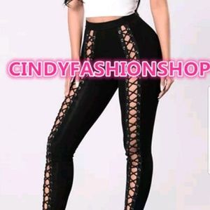 Hollow out legging lace up